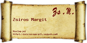 Zsiros Margit névjegykártya